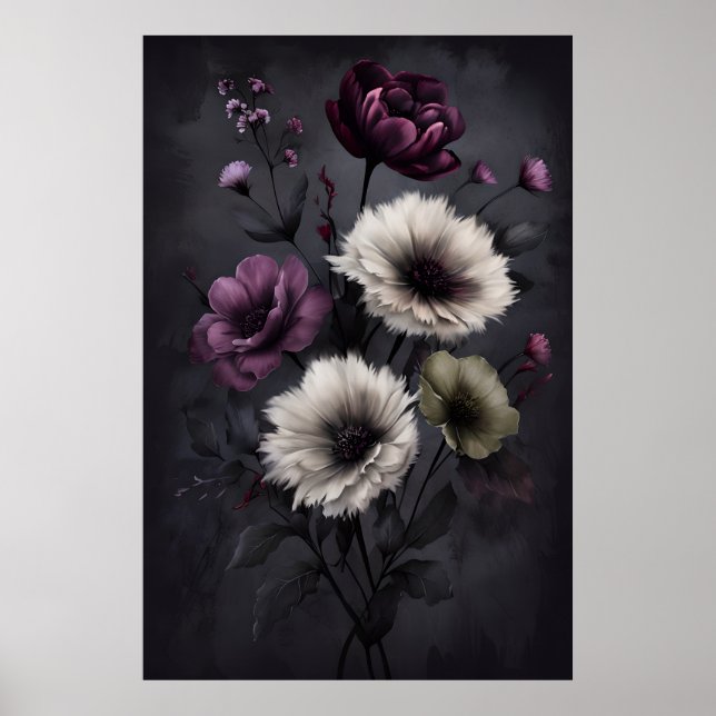 Elegancia floral oscura - Poster de arte botánico  (Frente)