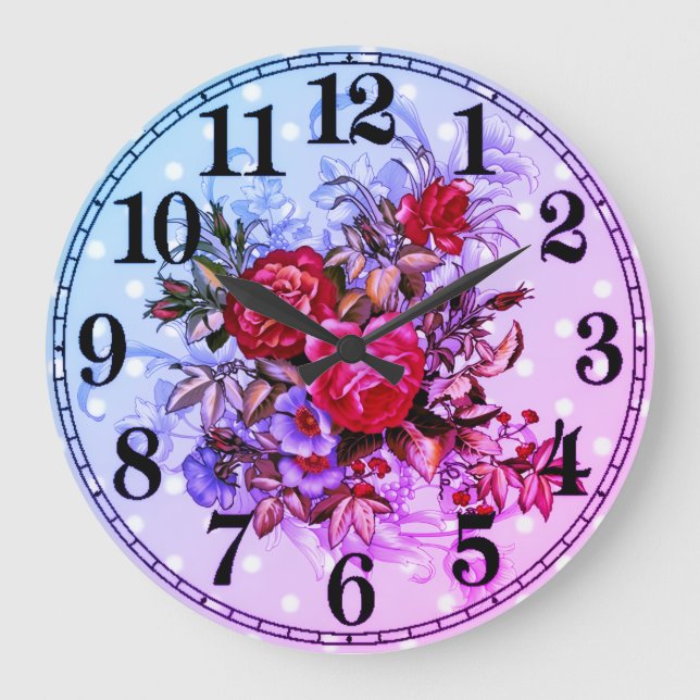 Elegancia Floral Reloj de Pared Redondo Acrílico d (Anverso)