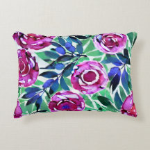 Elegancia floreciente almohada acuarela floral