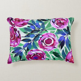 Elegancia floreciente almohada acuarela floral