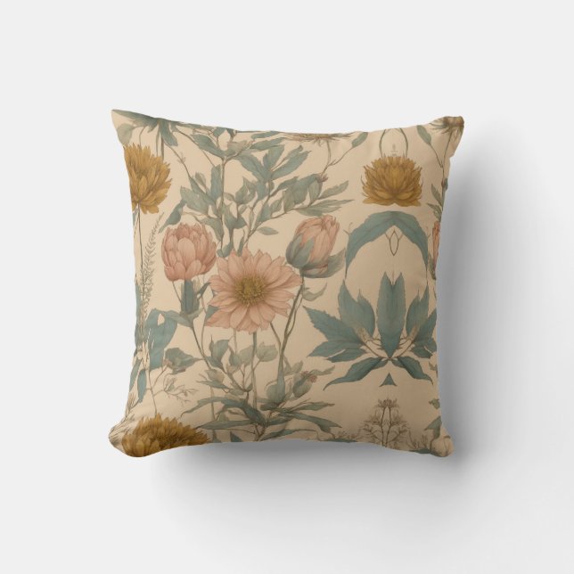 Elegancia floreciente: Cojín decorativo floral (Anverso)