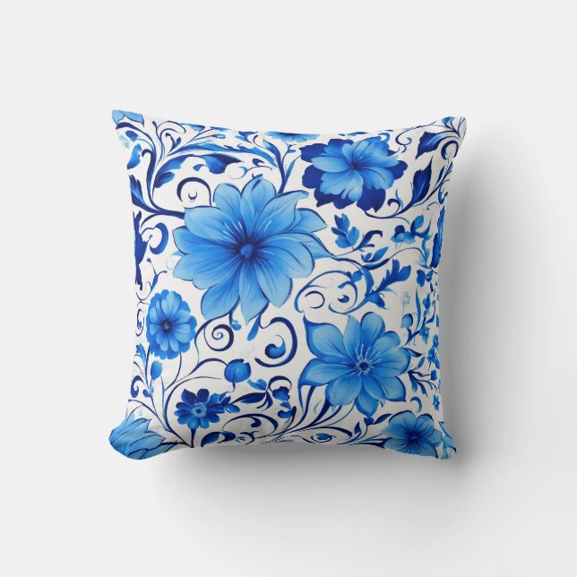 Elegancia floreciente: Cojín decorativo floral (Anverso)