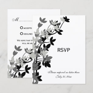 Elegancia Frondosa en Tarjetas de RSVP de Plata y