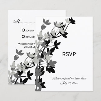 Elegancia Frondosa en Tarjetas de RSVP de Plata y 