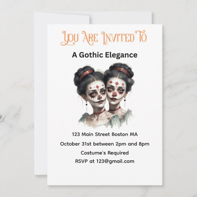 Elegancia gótica Invitación a Halloween - Damas ge (Anverso)