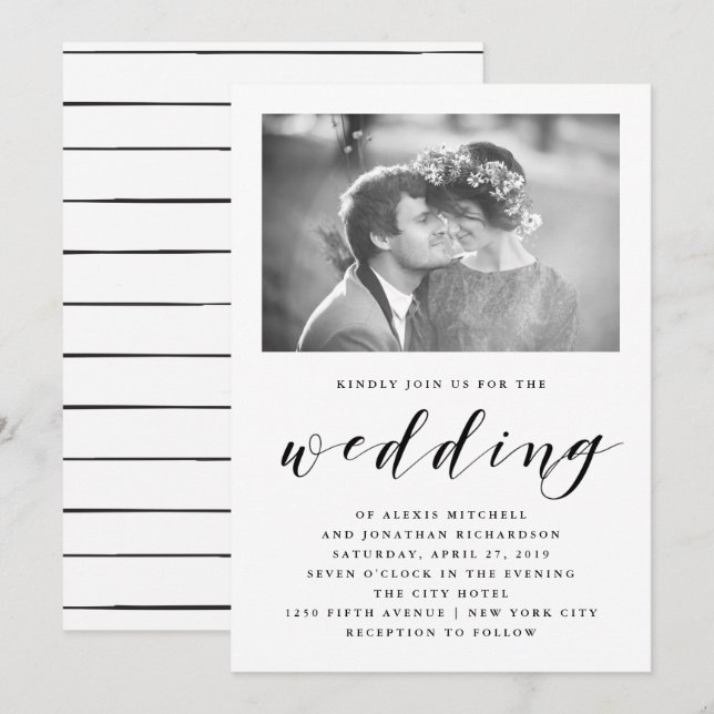 Elegancia | Invitación a la boda con foto (Anverso / Reverso)