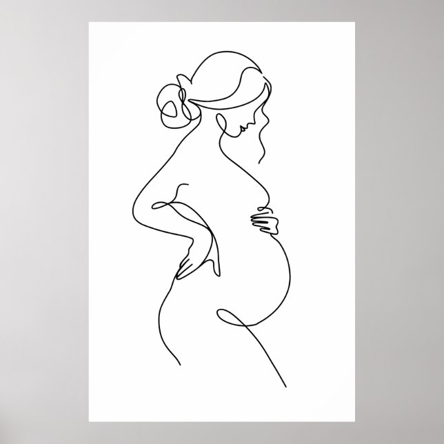Elegancia Maternal: Arte Lineal de Mujeres Embaraz (Frente)