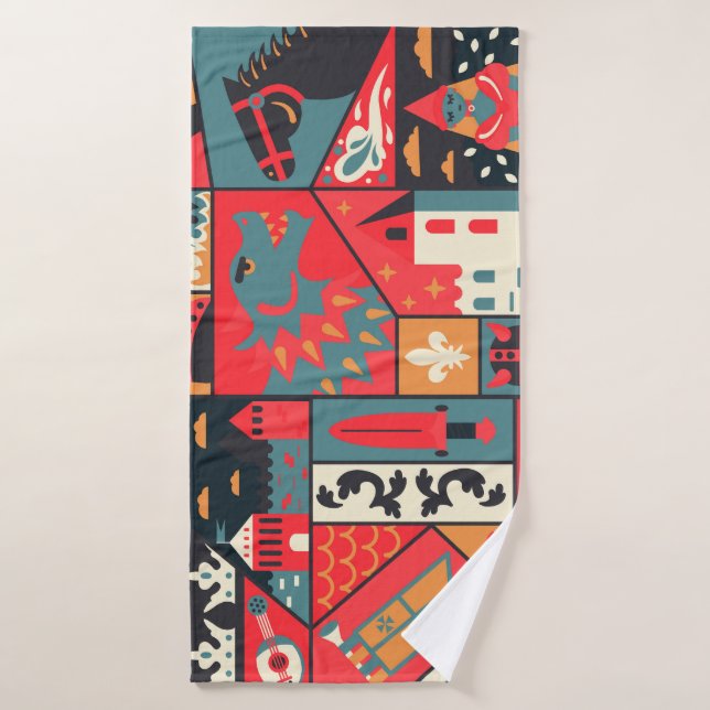 Elegancia medieval: diseño de patrones sin foco (Toalla de baño)