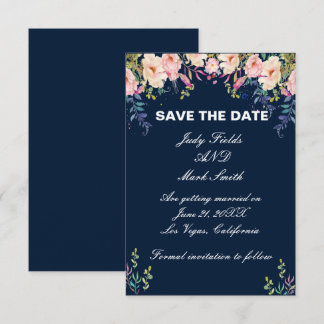 Elegancia Moderna Floral Rosa Guardar La Tarjeta D