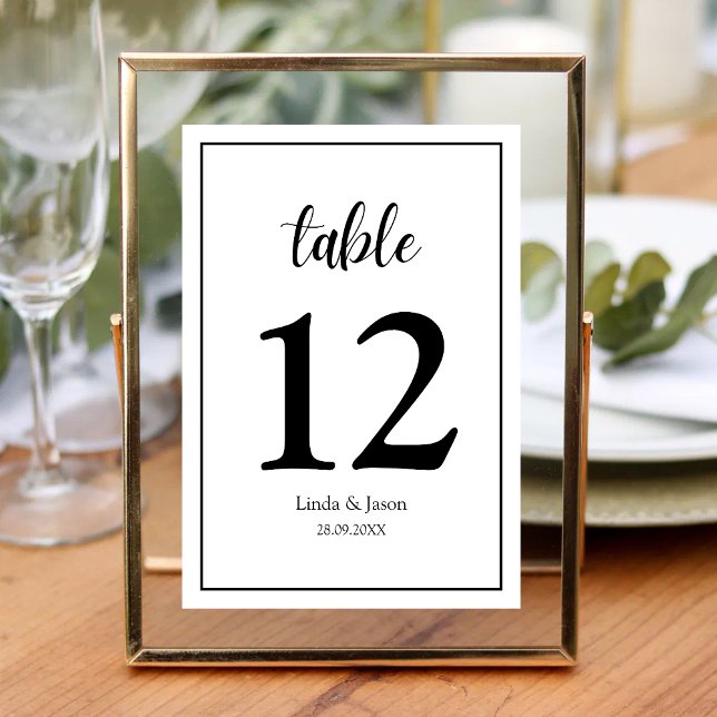 Elegancia Moderna Personalizada Número de Mesa de  (Personalized modern elegance table number adds a stylish, custom touch to your wedding tables.)