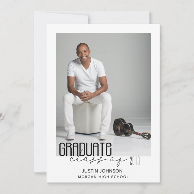 Elegancia moderna ⎢ tarjeta de foto de graduación (Anverso)