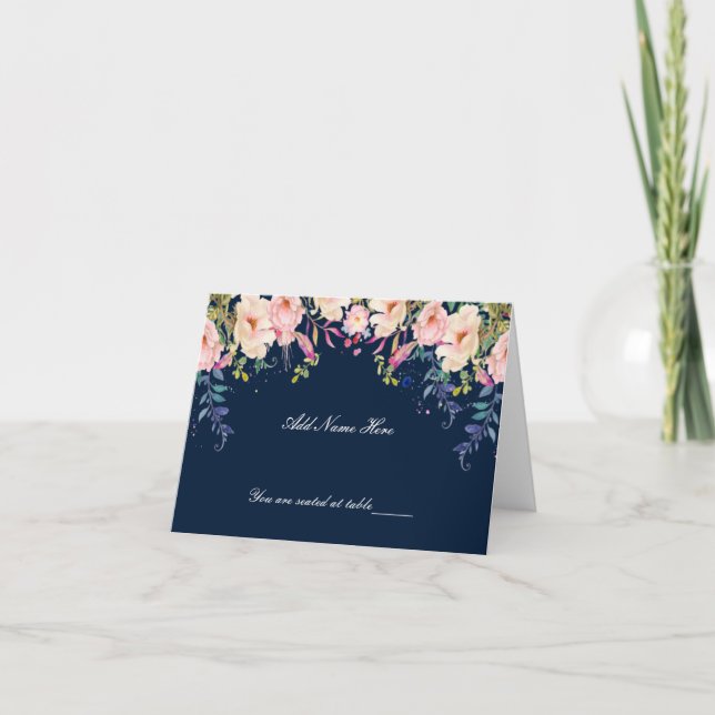 Elegancia moderna Tarjeta de lugar de mesa floral  (Anverso)