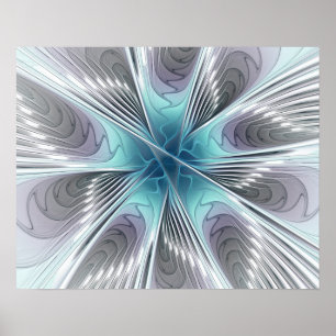 Elegancia Moderno Azul Gris Blanco Arte Fractal Fl