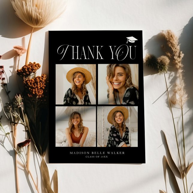 Elegancia Negra Collage de Fotos de Agradecimiento (Subido por el creador)