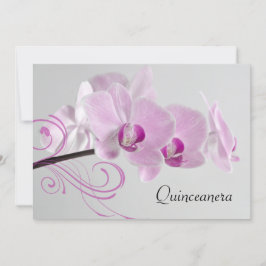 Elegancia Orquídea Rosa Invitación Quinceanera