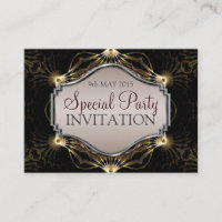 Elegancia oscura Arte Fractal Mini invitaciones