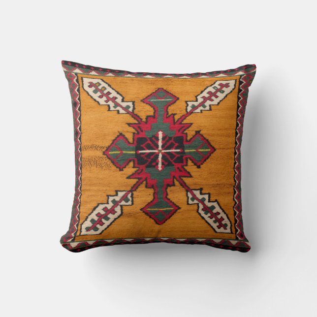 Elegancia persa: almohadas de Kilim amarillas hech (Anverso)