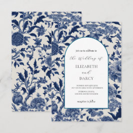 Elegancia porcelana: Invitación a la boda floral a