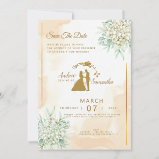 Elegancia Regia: Invitación Marfil, Oro y Verde