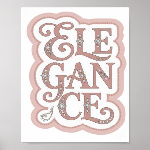 ELEGANCIA Rosa JUGUETONA Arte de Texto 3D
