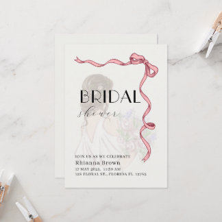 Elegancia ruborizante Bridal Shower Invitación