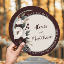 Elegancia Rústica Floral Borgoña Salva La Fecha