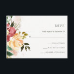 Elegancia Rústica | Respuesta de Bodas florales<br><div class="desc">Estas encantadoras tarjetas RSVP de bodas cuentan con hermosas flores acuáticas en ricos tonos de marsala,  amarillo dorado,  verde profundo y rosa rubor. Arte floral vía www.createthecut.com.</div>