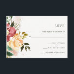 Elegancia Rústica | Respuesta de Bodas florales<br><div class="desc">Estas encantadoras tarjetas RSVP de bodas cuentan con hermosas flores acuáticas en ricos tonos de marsala,  amarillo dorado,  verde profundo y rosa rubor. Arte floral vía www.createthecut.com.</div>