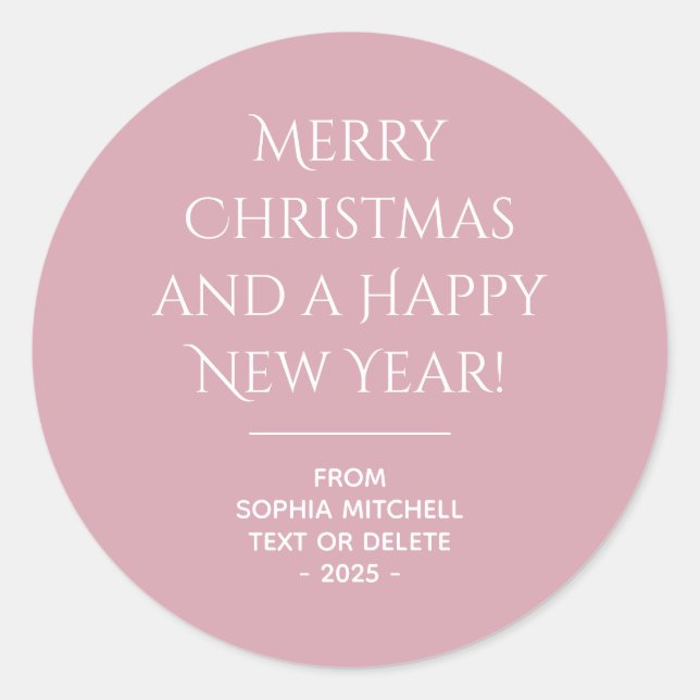 Elegancia silenciosa - Pegatina de Navidad Rosa y  (Anverso)