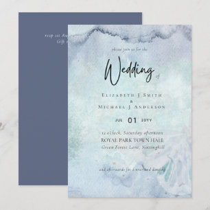 Elegancia simple Boda moderno azul turbulento