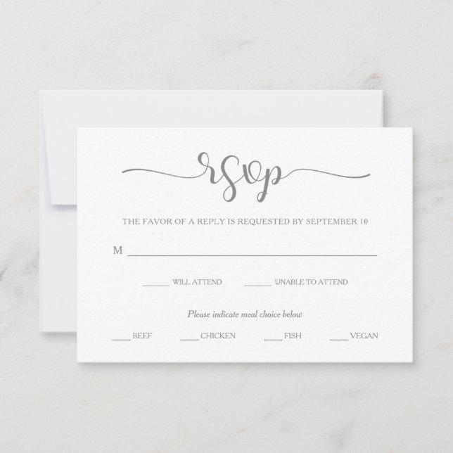Elegancia simple | Elección de comidas RSVP en bla (Anverso)