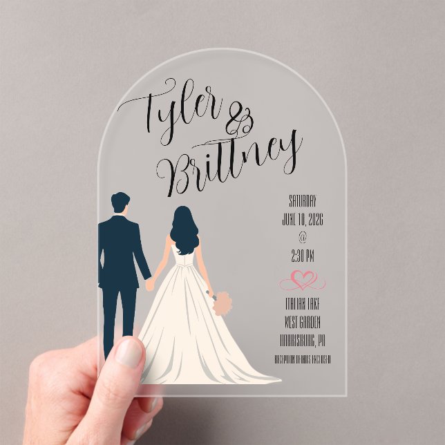 Elegancia simple Invitación a la boda acrílica (Insitu (portátil))