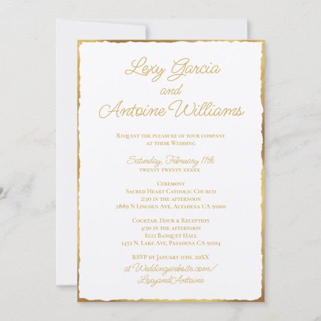 Elegancia simple Invitación a la boda de lujo Gold (Anverso)