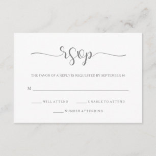 Elegancia simple   RSVP gris y blanco mínimo