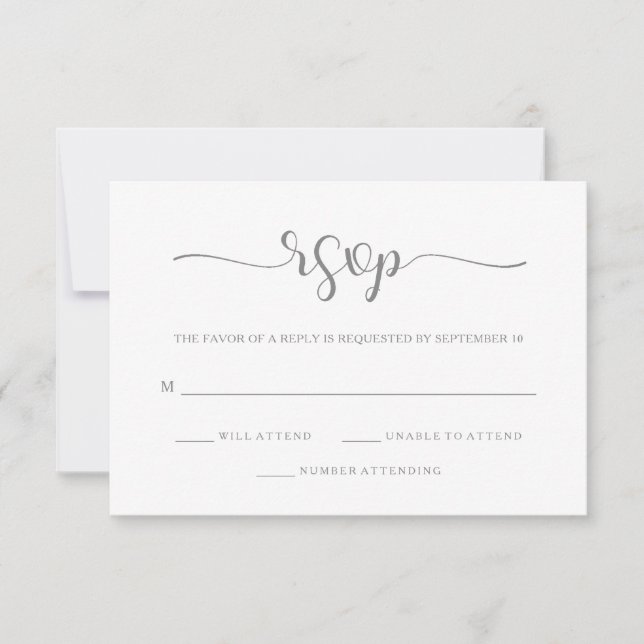 Elegancia simple | RSVP gris y blanco mínimo (Anverso)