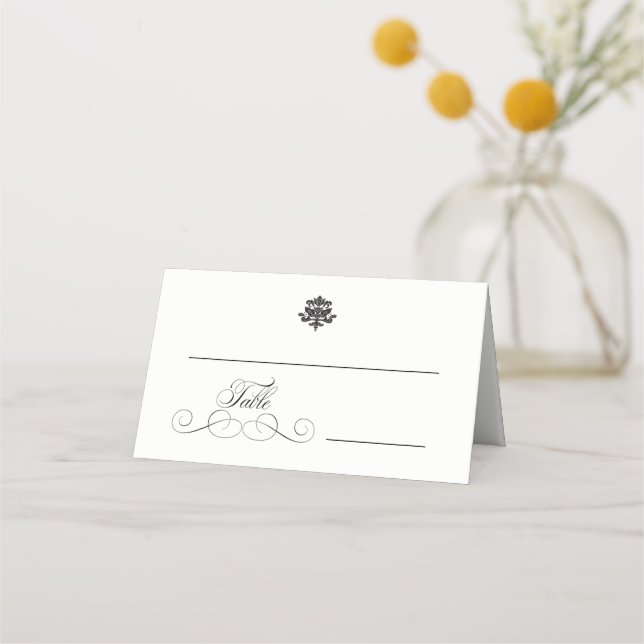 Elegancia | Tarjetas de plaza plegadas boda (Anverso)