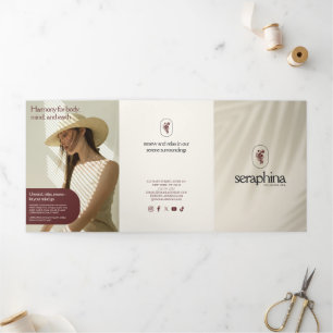 Elegancia Terrosa Logo Belleza, Spa Folleto Marfil
