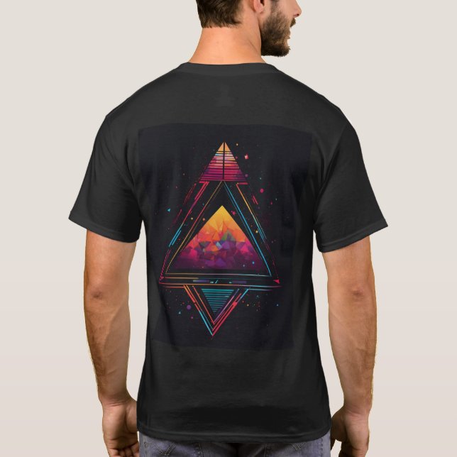 "Elegancia triangular: camiseta de geometría moder (Reverso)