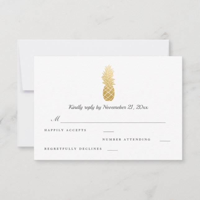 Elegancia tropical | Pineapple Wedding RSVP (Anverso)
