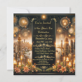 Elegancia urbana: tarjeta de invitación de Año Nue