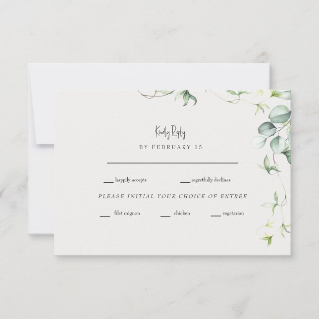 Elegancia Verde Crema RSVP Boda (Anverso)