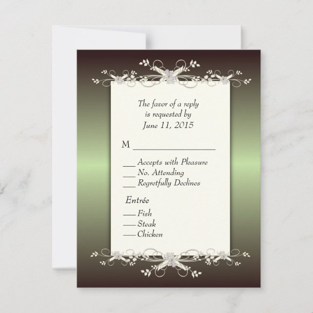 Elegancia verde RSVP con opción Entree (Anverso)