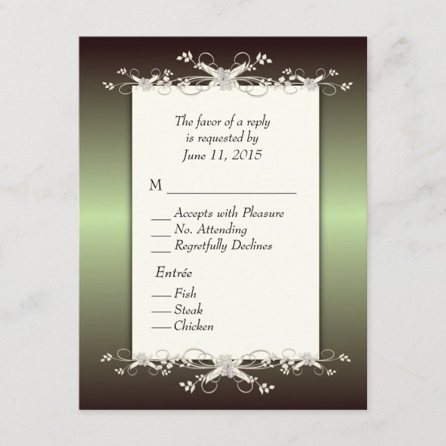 Elegancia verde RSVP con opción Entree (Anverso)