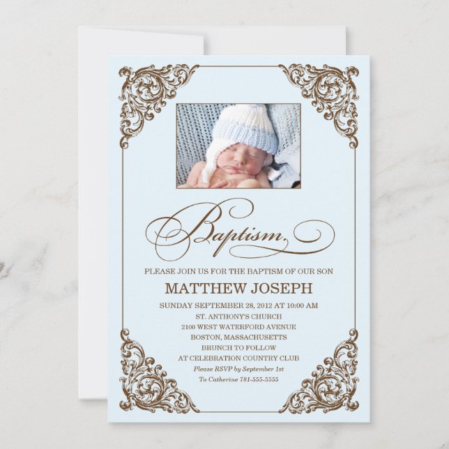 ELEGANCIA VINTAGE| INVITACIÓN AL BAPTISMO (Anverso)