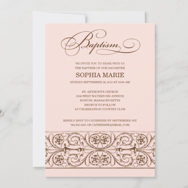 ELEGANCIA VINTAGE| INVITACIÓN AL BAPTISMO (Anverso)
