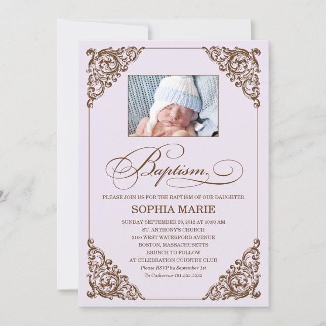 ELEGANCIA VINTAGE| INVITACIÓN AL BAPTISMO (Anverso)