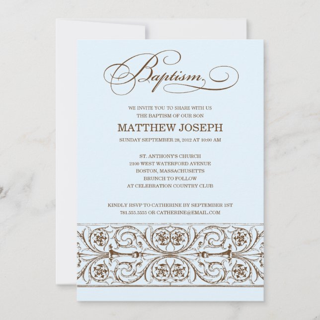 ELEGANCIA VINTAGE| INVITACIÓN AL BAPTISMO (Anverso)