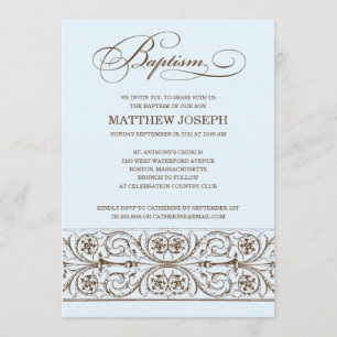 ELEGANCIA VINTAGE  INVITACIÓN AL BAPTISMO