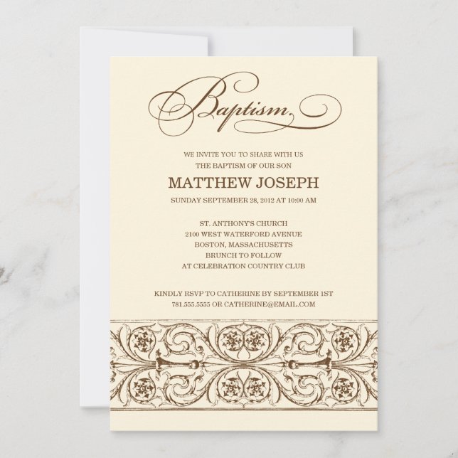 ELEGANCIA VINTAGE| INVITACIÓN AL BAPTISMO (Anverso)