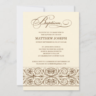ELEGANCIA VINTAGE  INVITACIÓN AL BAPTISMO